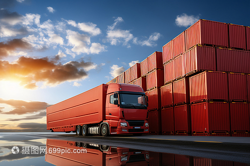 紅色卡車集裝箱 現(xiàn)代貨物運(yùn)輸?shù)年P(guān)鍵驅(qū)動力